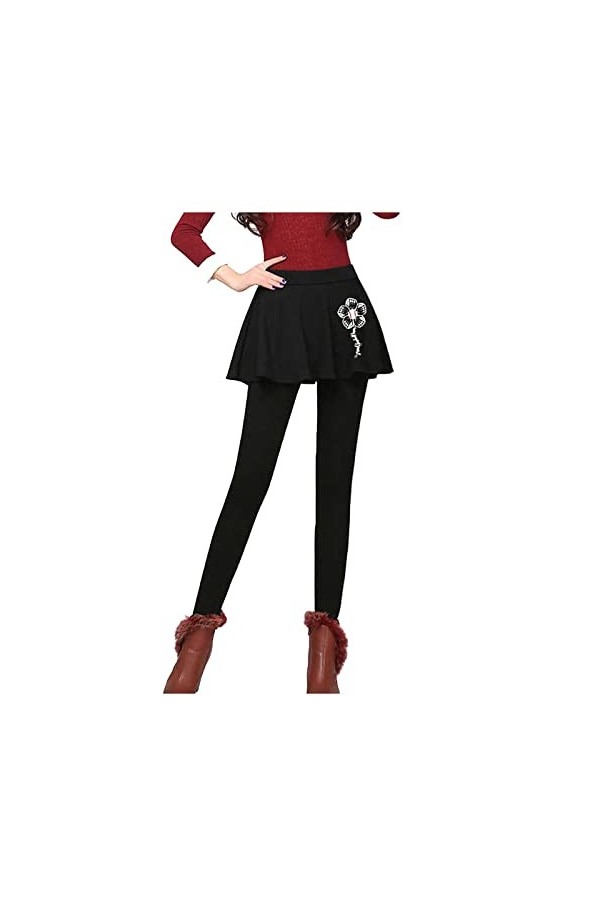 Luckywaqng Pantalon long Legging épais pour femme, faux legging deux en un, leggings en velours stretch imprimé lingerie femm