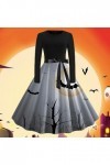 Costume dHalloween pour femme - Robe tunique diable - Imprimé fantôme - Costume dHalloween - Robe de soirée - Col rond - Ro