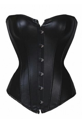 Corset sans bretelles en cuir Lingerie sexy Lingerie en cuir-Noir-XXL