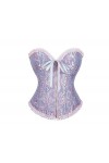 Rfmfkkg Femmes Jacquard Floral Overbust Corset Avant Fermeture Éclair Élégante Taille Bustier Top Corselet Korset, rose, XXL