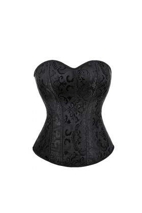 Rfmfkkg Corset jacquard pour femme avec fermeture éclair latérale et épaules dénudées, Noir , 4XL
