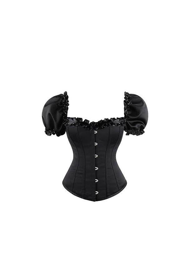Rfmfkkg Corset sexy à manches bouffantes à lacets pour femme - Bustiers et corsets - Vintage, Noir , XL