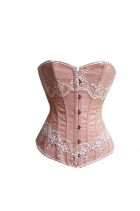 Rfmfkkg Corset de mariage en dentelle pour femme - Corset gainant - Bustier sexy - Busk, rose, XL