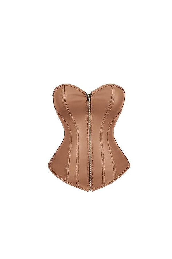 Rfmfkkg Corset sexy en cuir avec fermeture éclair pour femme, noirâtre EN8, 4XL