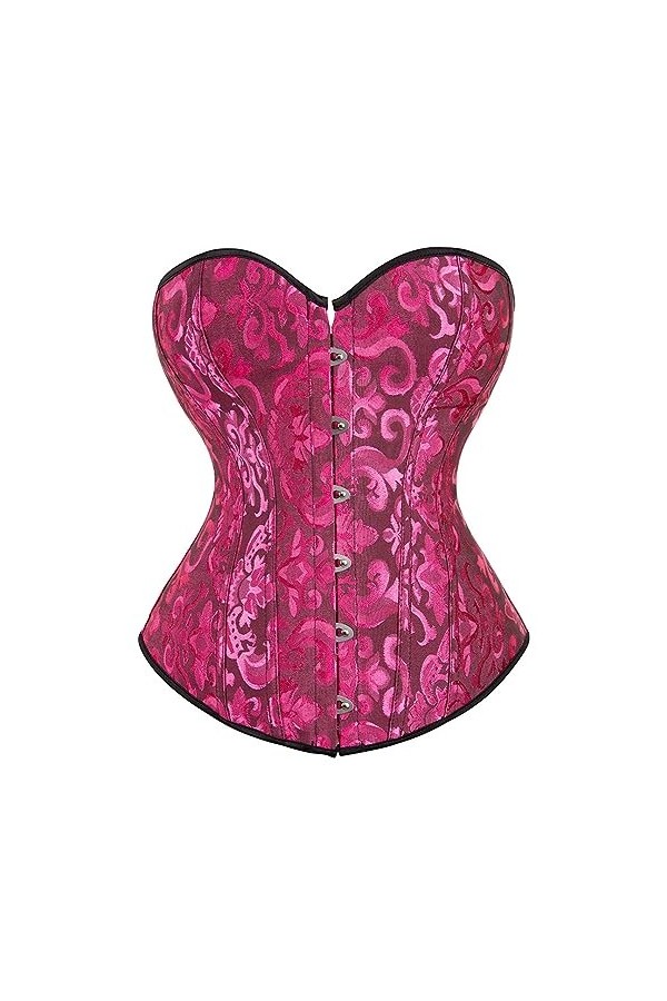 Rfmfkkg Femmes Sexy Jacquard Bustiers Et Corsets Lacets Body Shapewear Overbust Corset Tops, rouge vin, 5XL