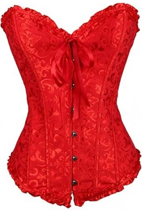 JEShifangjiusu Corset De Taille Overbust Tops For Women Bustier Shapewear Lingerie Push Up Lace Up Corset Top Overbust Brun,