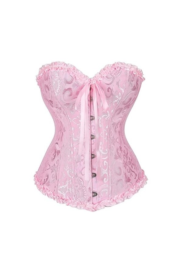 JEShifangjiusu Corset De Taille Overbust Tops For Women Bustier Shapewear Lingerie Push Up Lace Up Corset Top Overbust Brun,