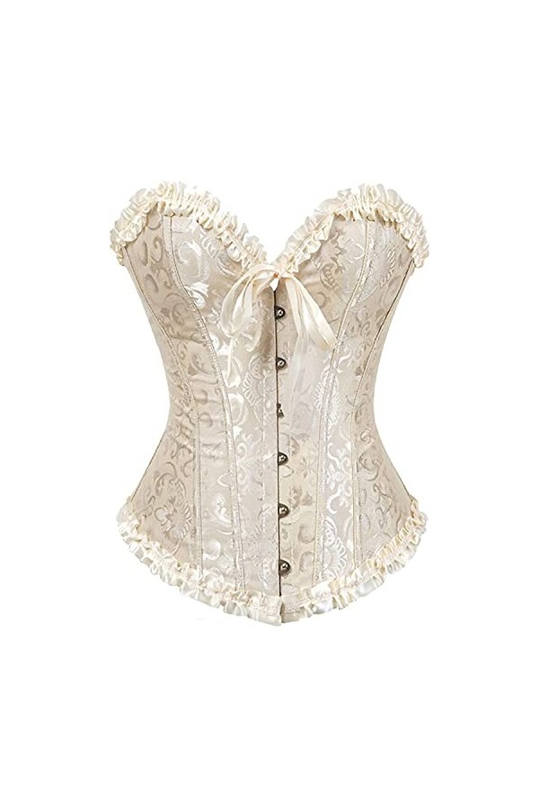 JEShifangjiusu Corset De Taille Overbust Tops For Women Bustier Shapewear Lingerie Push Up Lace Up Corset Top Overbust Brun,