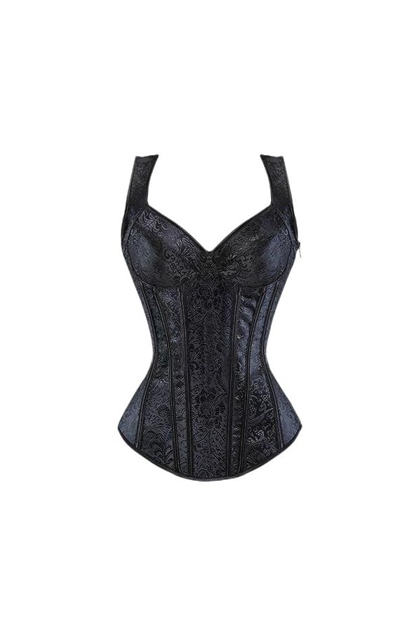 SHANHE Corset Overbust à Bretelles Grande Taille avec Coupe Fermeture à Glissière Corset Floral Jacquard Sexy Serre-Taille Bu