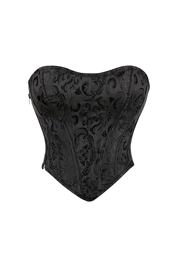 Kelvry Corset bustier à lacets pour femme - Grande taille - Gothique, Noir , 14-16