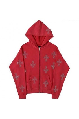 WSZJLN Hip Hop Joggers Sweat Mode Coréenne Punk Sport Manteau Pull Strass Gothique Manches Longues Zip Sweat à Capuche Y2k Ve