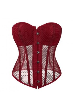 Corset en Maille Respirant Sexy pour Femmes Corset Gros Seins Grande Taille Goth Rétro Mince Streetwear Corset-Noir-XXXL