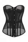 Kelvry Corset sexy en satin pour femme avec baleines et baleines Noir Taille 34-52, Noir 2, 6-8