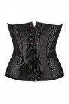 Kelvry Corset sexy en satin pour femme avec baleines et baleines Noir Taille 34-52, Noir 2, 6-8
