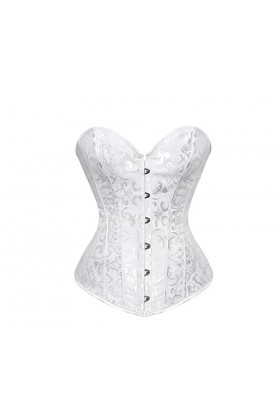 Rfmfkkg Corset pour femme avec bretelles Corset Overbust Floral Jacquard Corset Zipper Top Corset Bustier, 8075 Noir, M