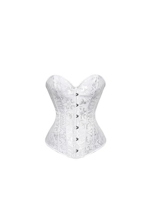 Rfmfkkg Corset pour femme avec bretelles Corset Overbust Floral Jacquard Corset Zipper Top Corset Bustier, 8075 Noir, M