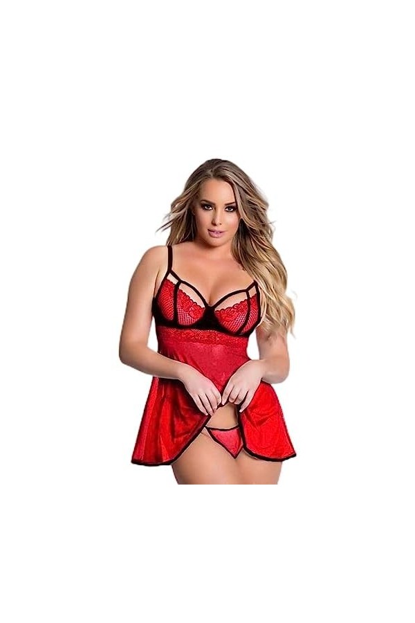 Plus La Taille Sexy Lingerie Femmes Babydoll Dentelle Robe Sexy sous-Vêtements String String Tentation Vêtements De Nuit Cost