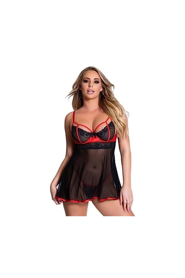 Plus La Taille Sexy Lingerie Femmes Babydoll Dentelle Robe Sexy sous-Vêtements String String Tentation Vêtements De Nuit Cost