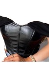 SHANHE Cuir PU crypté Sexy Corset Corset épaules dénudées en mousseline de soie blanc sans bretelles hauts pour femmes hauts 