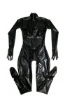 Black Latex Catsuit Rubber Gummi Leotard 3D chest with Two-Way Back Zipper Through Crotch Suitable for men and women