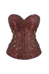 SHANHE Lingerie Gothique Femme Corset Basque Vintage Corset Steampunk Noir Marron Haut Corset avec Chaîne-Marron,L