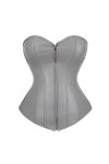 OKGD Femmes Vintage Style Zipper Faux Cuir Top Buste Corset Cuir Discothèque Lingerie Sexy Sans Bretelles-Bourgogne,6XL