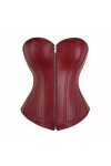 OKGD Femmes Vintage Style Zipper Faux Cuir Top Buste Corset Cuir Discothèque Lingerie Sexy Sans Bretelles-Bourgogne,6XL