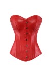 OKGD Femmes Vintage Style Zipper Faux Cuir Top Buste Corset Cuir Discothèque Lingerie Sexy Sans Bretelles-Bourgogne,6XL
