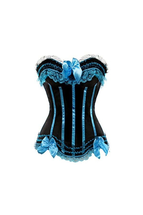 Sexy avec fermeture éclair - Style vintage - Bustiers à lacets - Bleu ciel - Taille 4XL