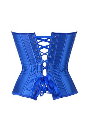 FeMereina Corset vintage pour femme - Bustier classique en acier avec dentelle et string - Marron - XXXXXXL