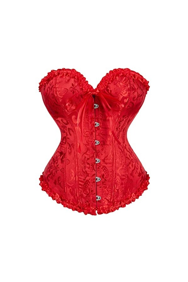 Sexy Bustiers Et Corsets Hauts en Dentelle Florale pour Femmes Corset Vintage Gothique Overbust Satin Jacquard Lingerie