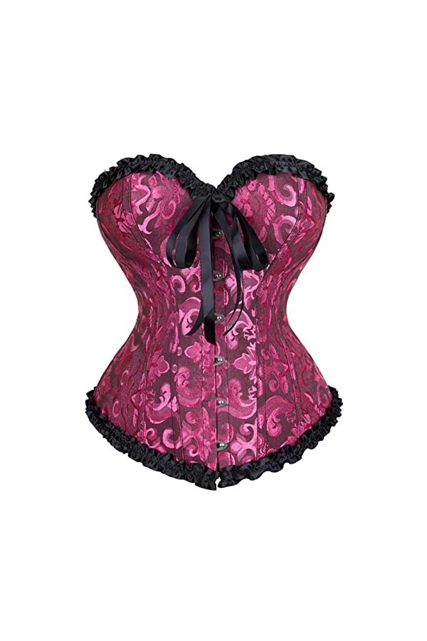 Sexy Bustiers Et Corsets Hauts en Dentelle Florale pour Femmes Corset Vintage Gothique Overbust Satin Jacquard Lingerie