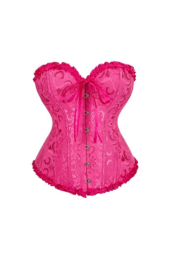 Sexy Bustiers Et Corsets Hauts en Dentelle Florale pour Femmes Corset Vintage Gothique Overbust Satin Jacquard Lingerie