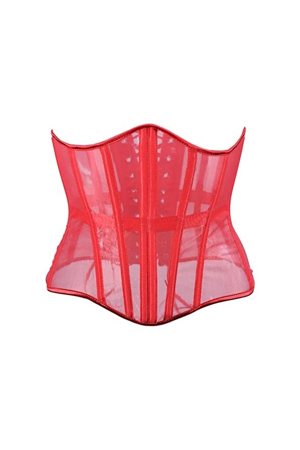 SARGE Femmes Waist Trainer Sexy Black Mesh Corset Goth Vintage Slim Body Belts Streetwear Voir à Travers Corset