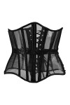SARGE Femmes Waist Trainer Sexy Black Mesh Corset Goth Vintage Slim Body Belts Streetwear Voir à Travers Corset
