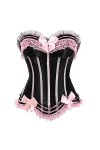 SARGE Corset Robe Bustier Jupe Tutu Set Rayures Dentelle Up Gothique Victorien Lolita Vintage Sexy Exotique Burlesque Korsett
