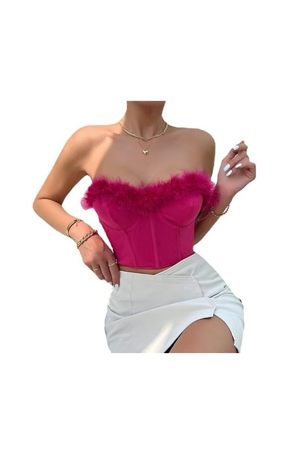SueaLe Y2K Bustier Corset Top Taille Train Vintage Bustier Crop Top Femme Bustier Tube Top Y2K Bandeau Tube Crop Top Bustier 