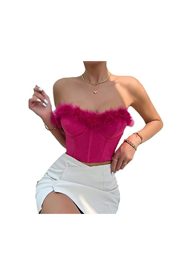 Greabuy Y2K Bustier Corset Top Taille Train Vintage Bustier Crop Top Bustier Tube Top Y2K Bandeau Tube Crop Top Y2K Bustier C