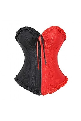 TTCI-RR Bustiers et Corsets Sexy Overbust Corset avec Fermeture à glissière Burlesque Burlesque Plus Taille Brocade Corsets F