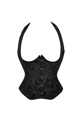 Hranoqm Entraîneur Serre-Taille Corset Dos Nu pour Femme - Bustier De Contrôle du Ventre Noir Sexy Bustier Punk Underbust Fat