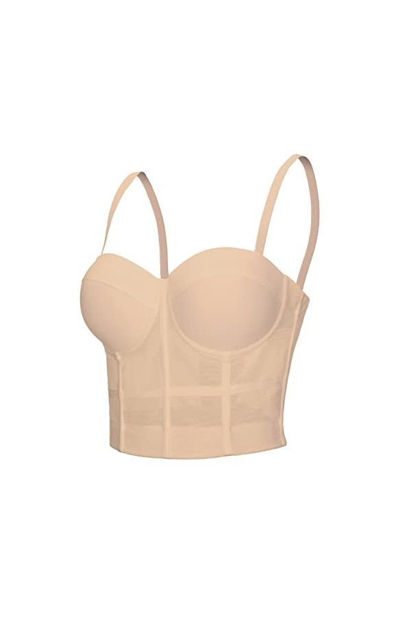 Woboren Débardeur à Bretelle Femme Corset Bustier Bra Veste de Clubwear Crop Top