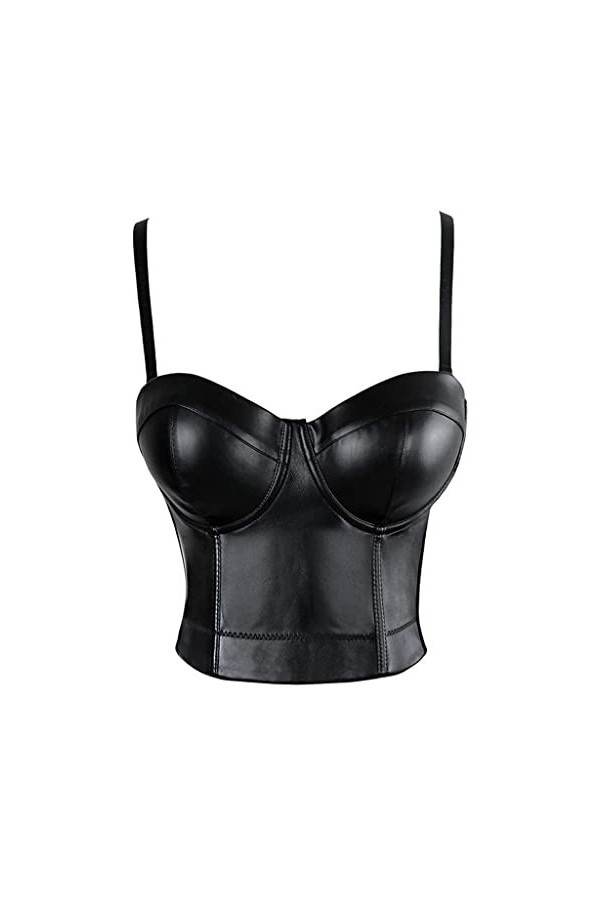 TaLcuS Femmes Corset En Cuir Top Crop Bustier Gothique Soutien-Gorge Push Up Corsage Sexy Lingerie Corselet Party Short Camis