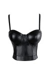 TaLcuS Femmes Corset En Cuir Top Crop Bustier Gothique Soutien-Gorge Push Up Corsage Sexy Lingerie Corselet Party Short Camis