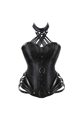 TaLcuS Steampunk Corset Gothique Acier Bustier Acier Désossé Femmes Minceur Corps Tops Sexy Halter Corsets Color : Svart, Si