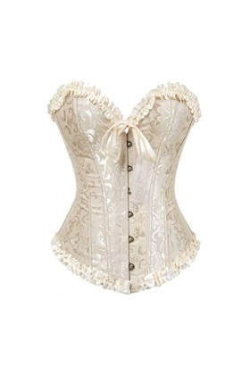 TaLcuS Vintage Brocade Corset Sexy À Lacets Corsets Gothique Corset Top Bustier Corselet Color : Beige, Size : XL code 