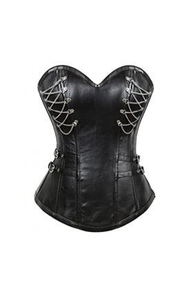TaLcuS Corset en cuir pour femme Steampunk Corset noir Top Gothique Lingerie Sexy Taille Corset Taille Corset Color : Svart,