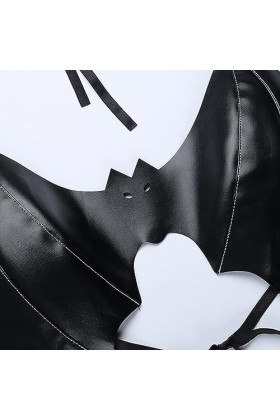 CUTeFiorino Corset noir pour femme Halloween sexy chauve-souris dos nu dos ouvert à lacets Lingerie en cuir, Noir , A