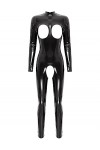 MSemis Femme Body Wetlook Sexy Bodysuit Ouvert Poitrine Erotique Combishort Catsuit Entrejambe Combinaison Manches Longues Cl