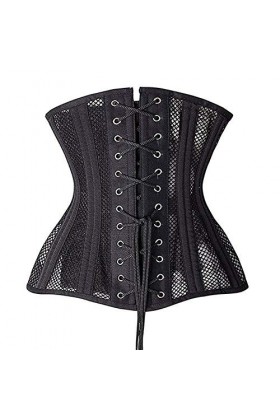 Alacki Corset Steampunk à lacets en maille filet - Noir - XL