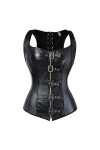 Corset noir avec boucles à fermeture éclair - Bustier sexy punk - Veste de moto - Lacets de grande taille - S-6XL-noir, 6XL